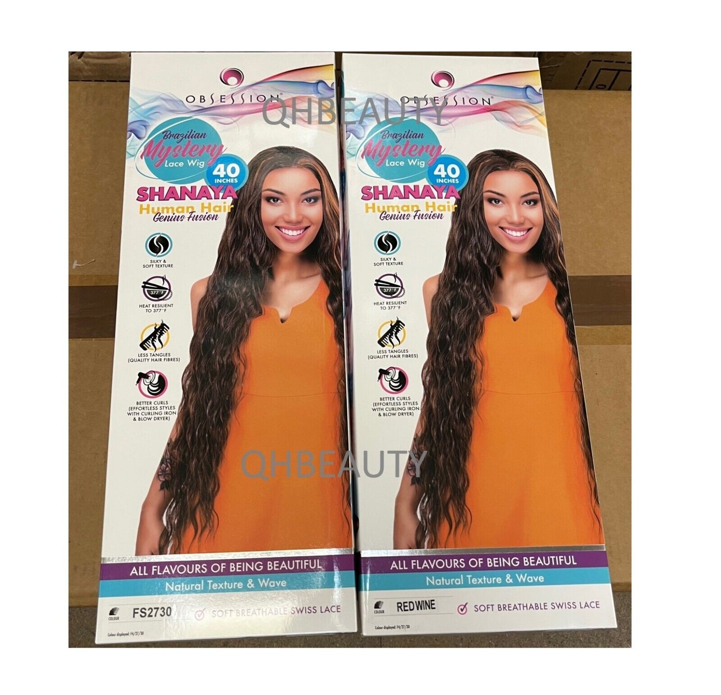 OBSESSION BRAZILIAN FUSION HUMAN HAIR NATURAL LONG CURLY LACE WIG - SHANAYA 40