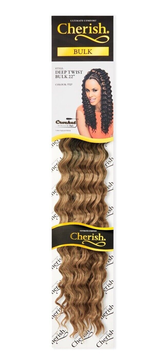 CHERISH SYNTHETIC BULK CROCHET CURLY HAIR EXTENSION BRAIDS - DEEP TWIST 22 INCH