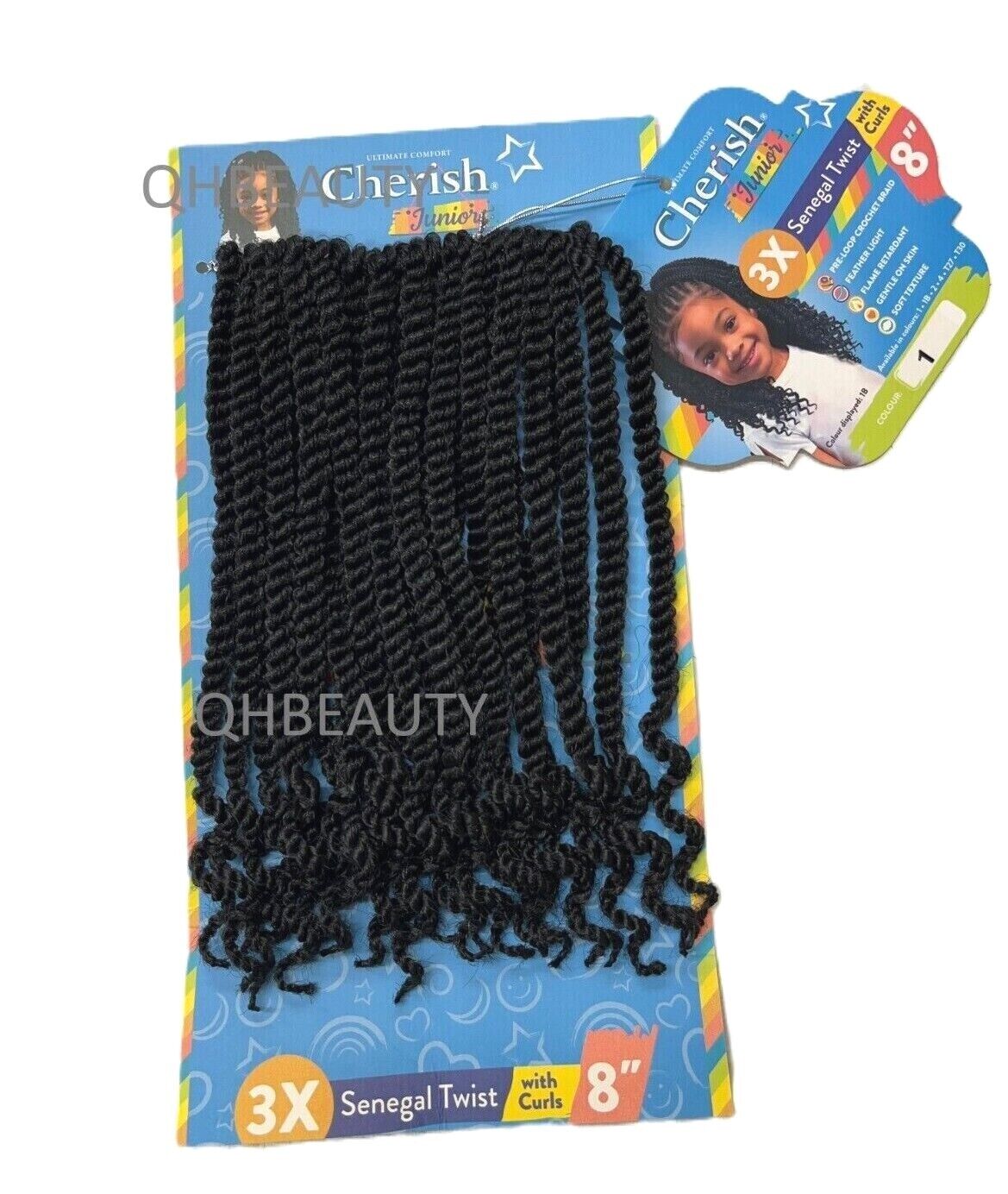 CHERISH SYNTHETIC JUNIOR KIDS BRAID HAIR EXTENSION - SENEGAL TWIST WITH CURLS 8