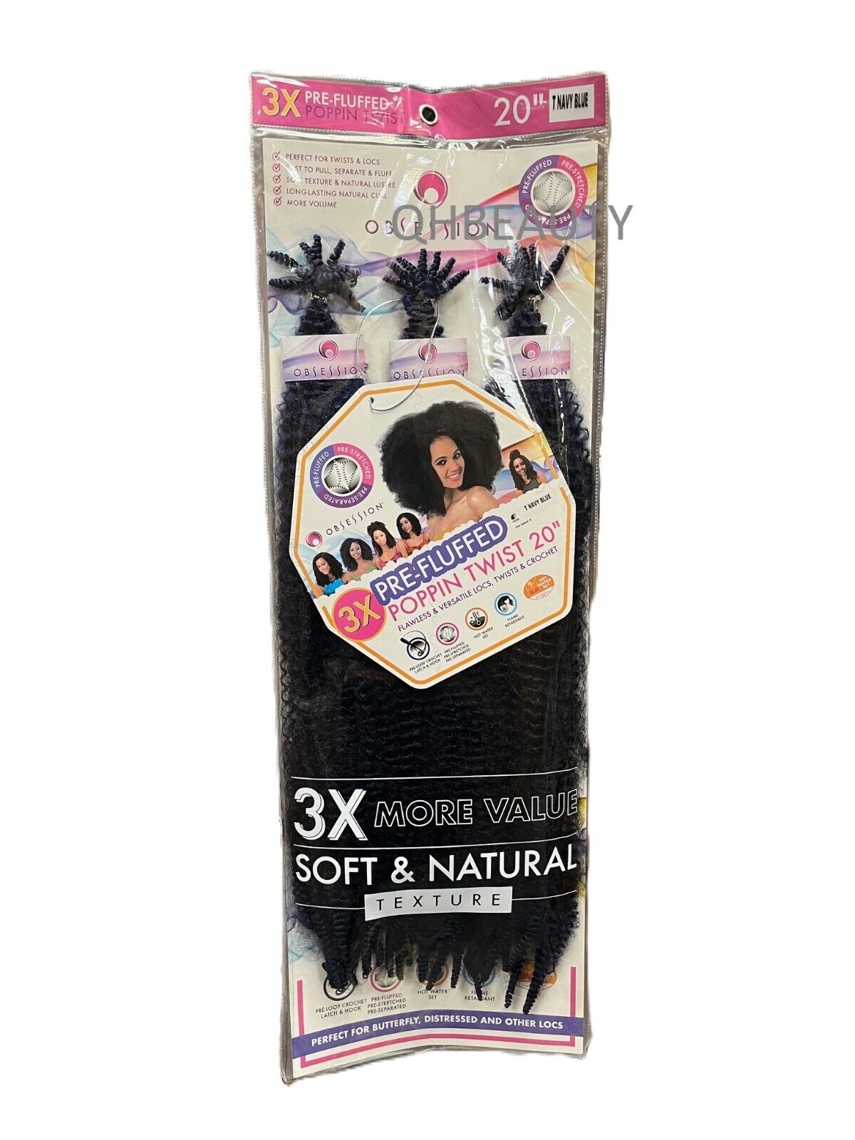 OBSESSION SYNTHETIC CROCHET SOFT BRAID 3X PRE-FLUFFED - POPPIN TWIST 16'' & 20"