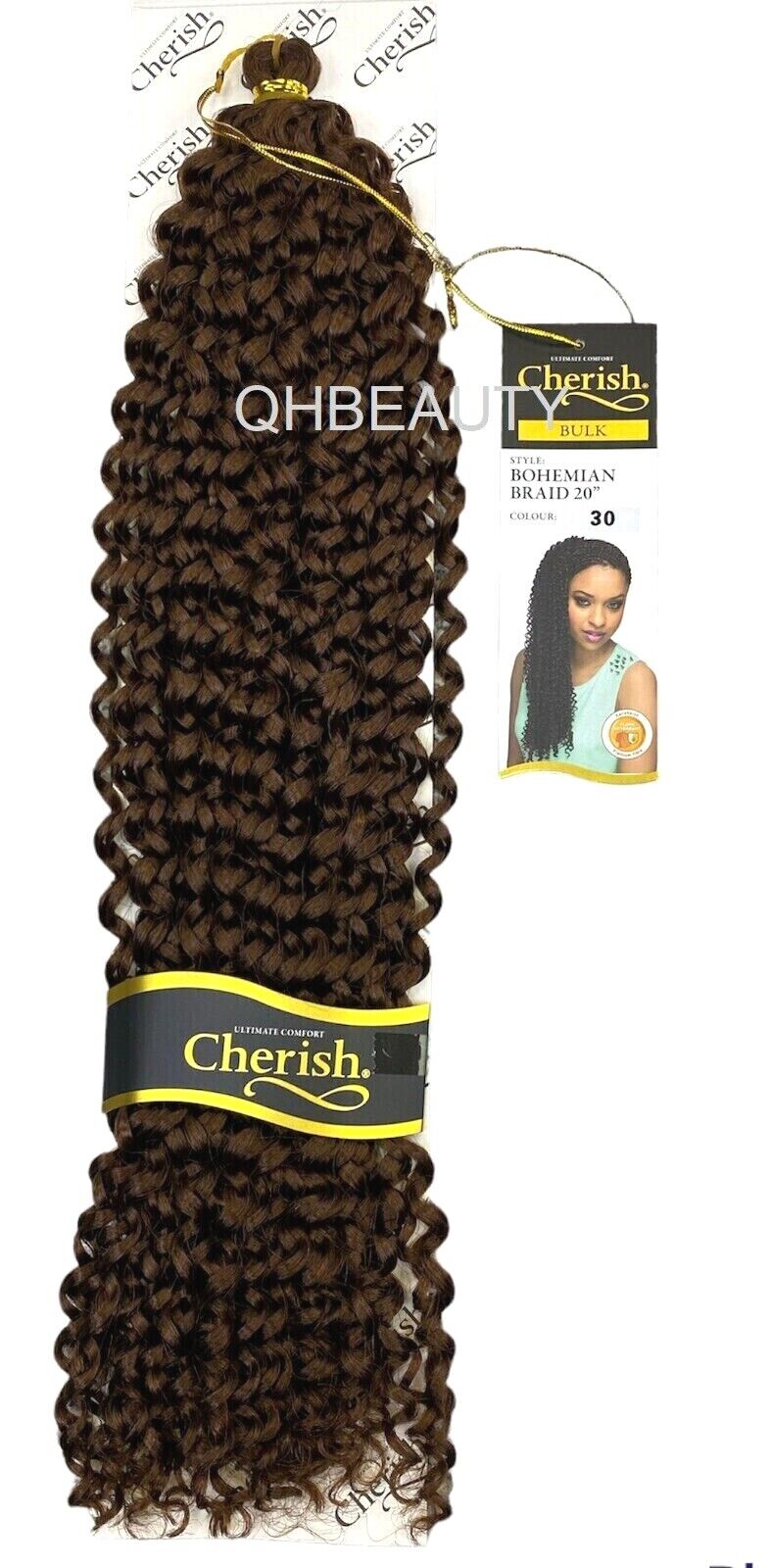 CHERISH SYNTHETIC CROCHET CURLY HAIR EXTENSION BRAID - BOHEMIAN BULK 20 INCH