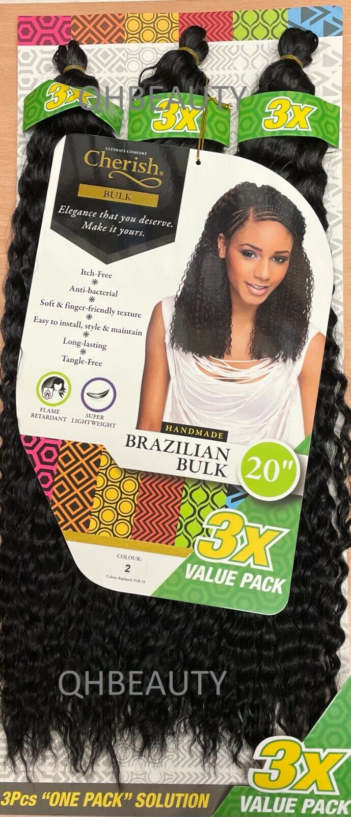 Cherish Synthetic Crochet Braid Hair Extension Handmade 3 x Brazilian Bulk 20"