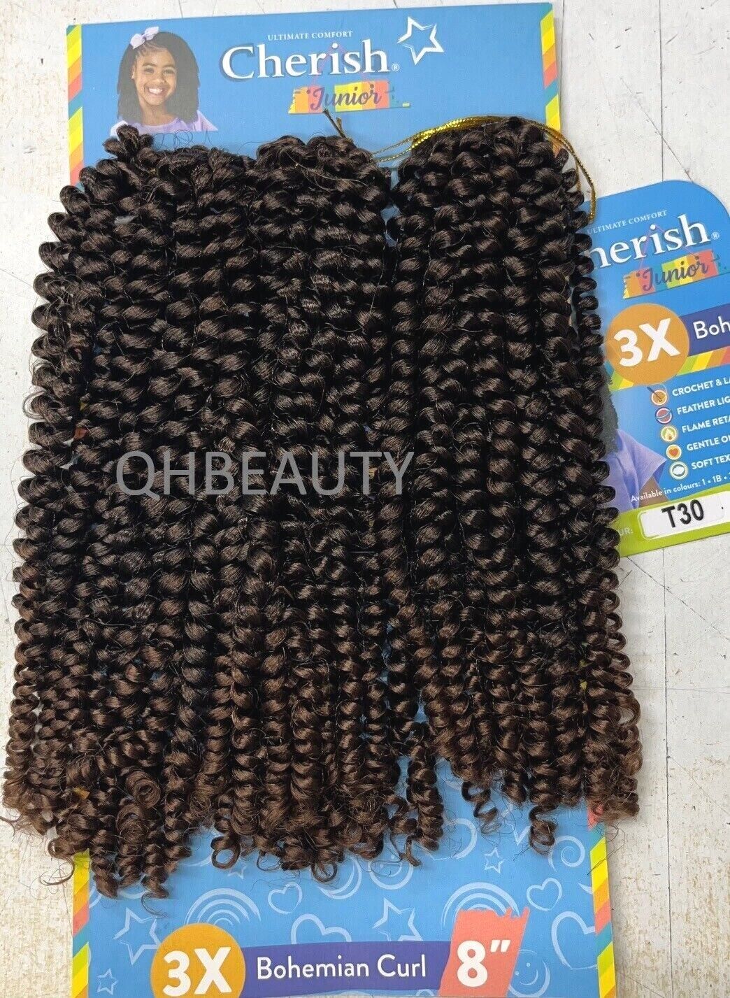 CHERISH SYNTHETIC JUNIOR KIDS CROCHET BRAID HAIR EXTENSION BOHEMIAN CURL 8 INCH