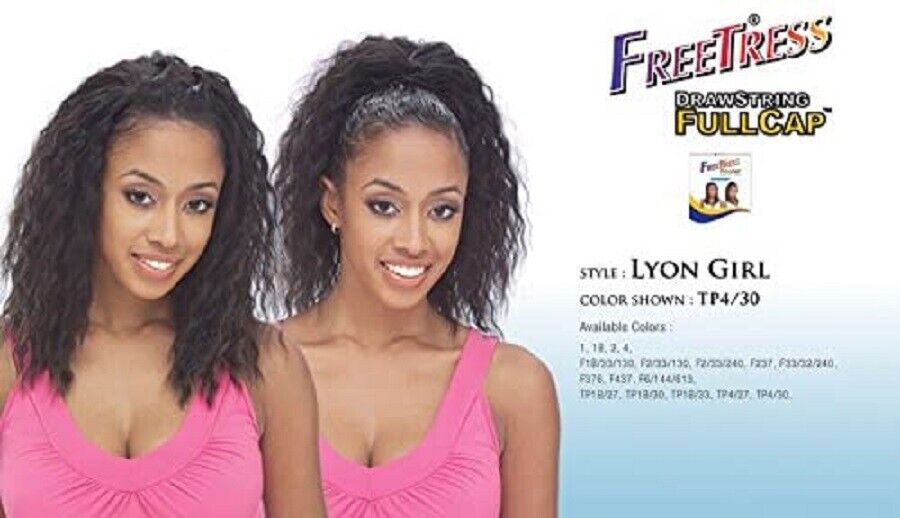 FREETRESS DRAWSTRING PONYTAIL FULLCAP SYNTHETIC WET AND WAVY HAIR WIG LYON GIRL