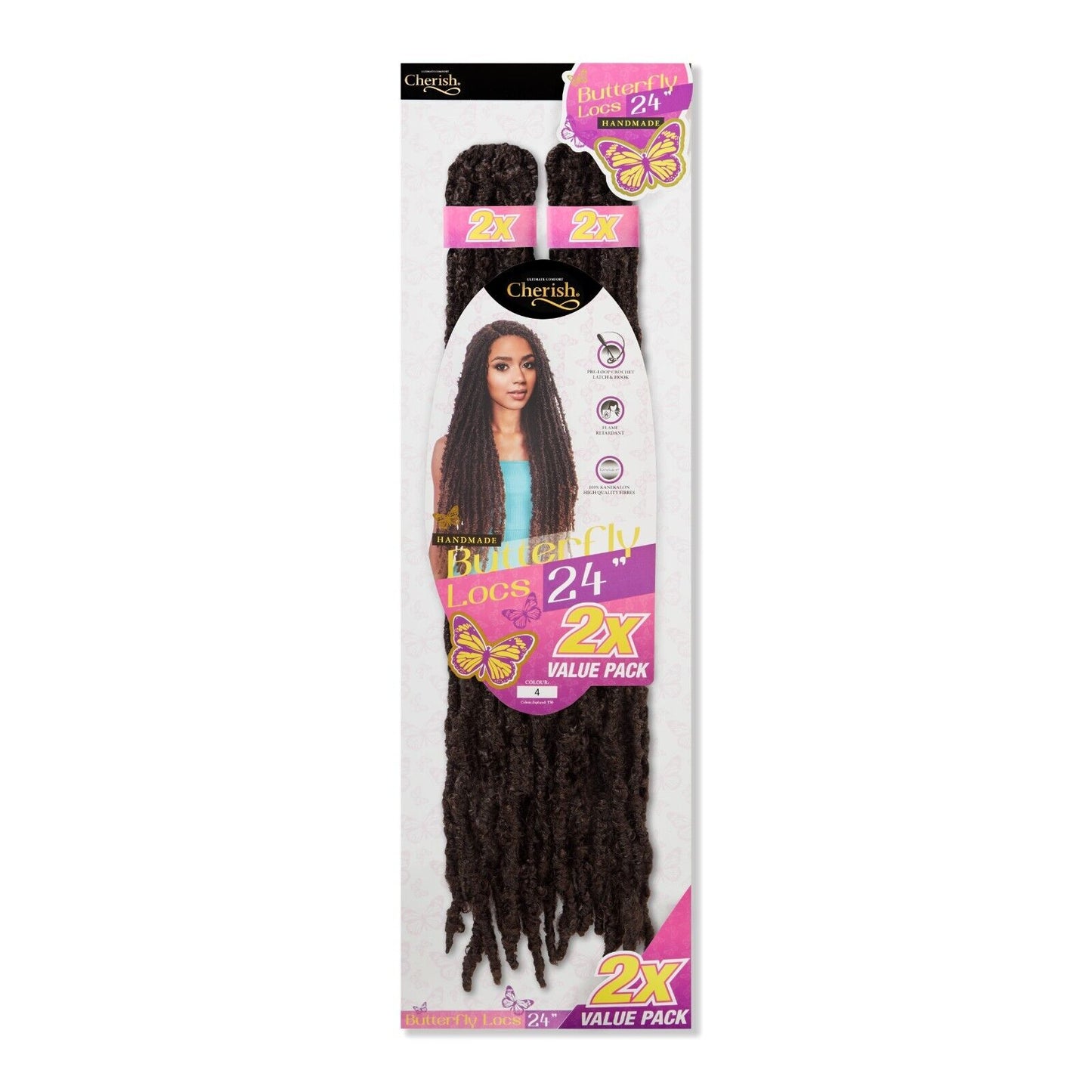 CHERISH SYNTHETIC CROCHET LONG HAIR EXTENSION PRE LOOP BRAID - BUTTERFLY LOC 24"