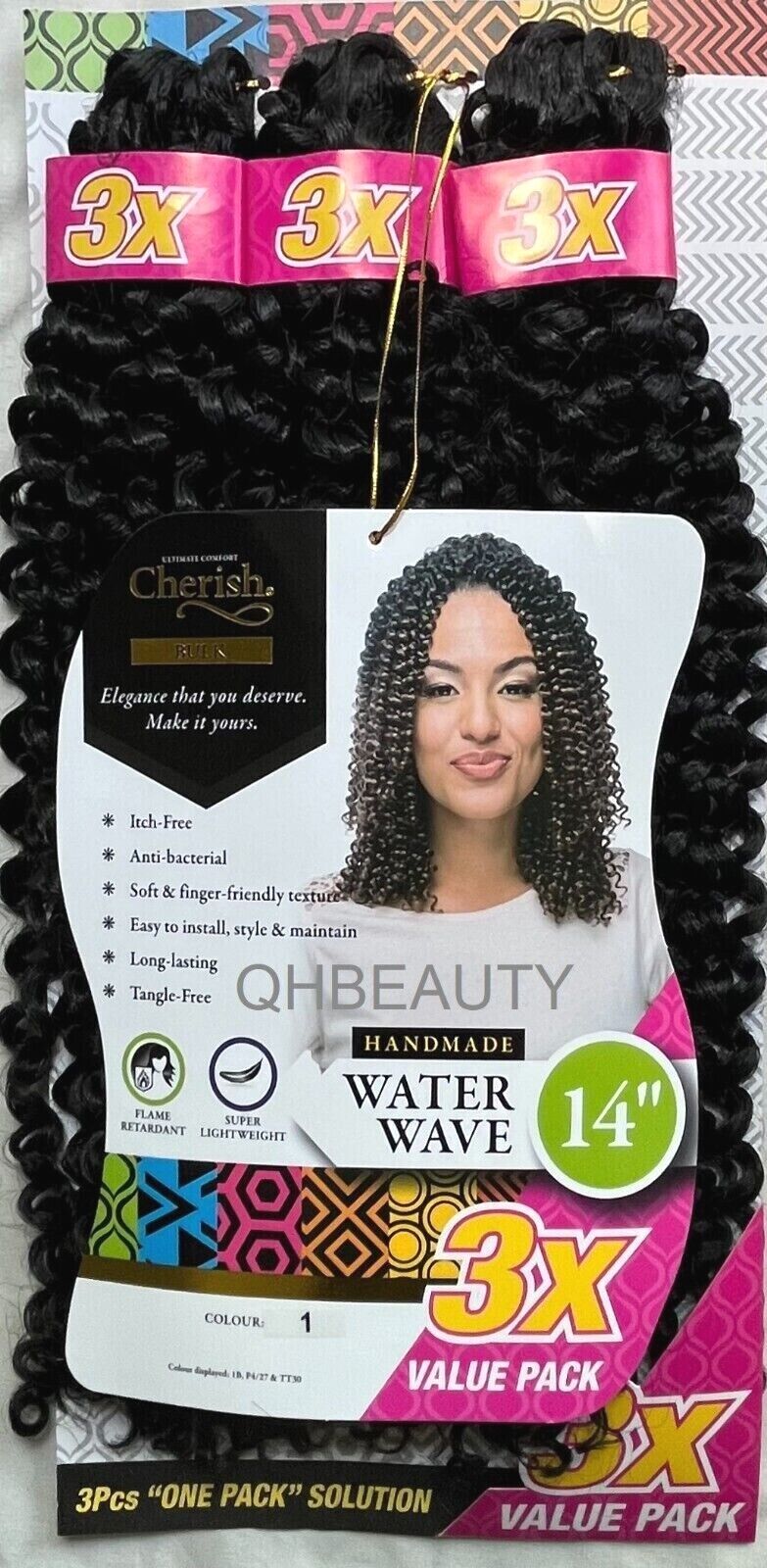 CHERISH SYNTHETIC CROCHET BRAID HAIR EXTENSION - 3 X WATER WAVE 14'' and 18''