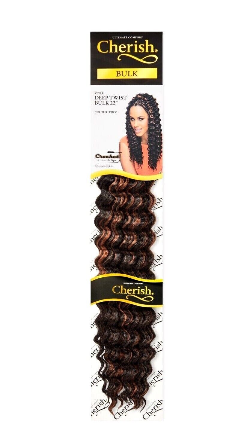 CHERISH SYNTHETIC BULK CROCHET CURLY HAIR EXTENSION BRAIDS - DEEP TWIST 22 INCH