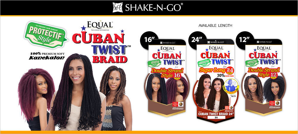 Freetress Equal Synthetic Afro Hair Extension CUBAN TWIST BRAIDS 12, 16, 24 inch