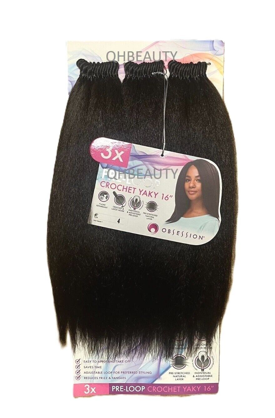 Obsession Synthetic Braid Straight Hair Extension - PRE LOOP CROCHET YAKY 16 ''