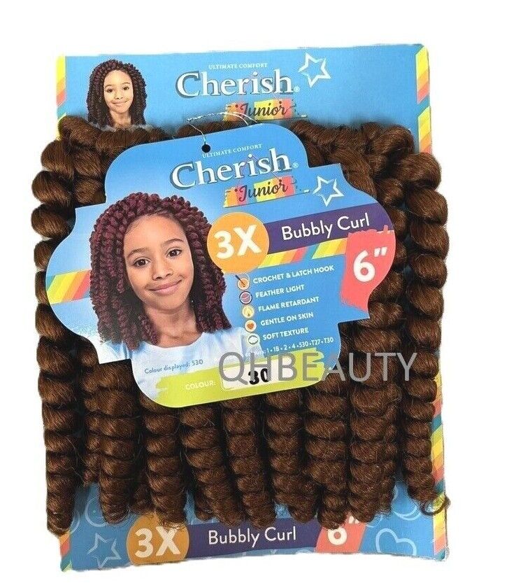 CHERISH SYNTHETIC JUNIOR KIDS CROCHET BRAID HAIR EXTENSION - BUBBLY CURL 6 INCH