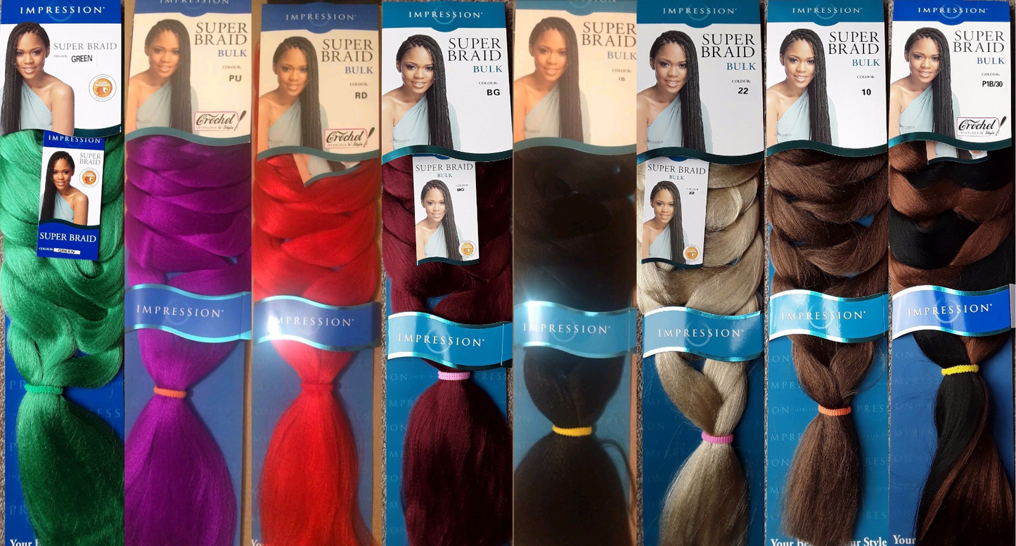 Impression Synthetic Natural Long Ultra Crochet Hair Extensions Super Braid 86"