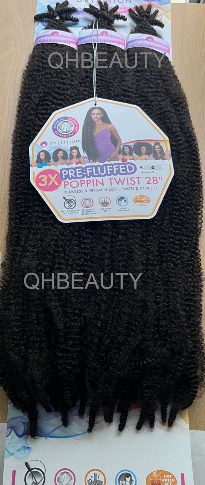 OBSESSION SYNTHETIC CROCHET BRAID 3X PRE-FLUFFED - POPPIN TWIST 28 INCHES