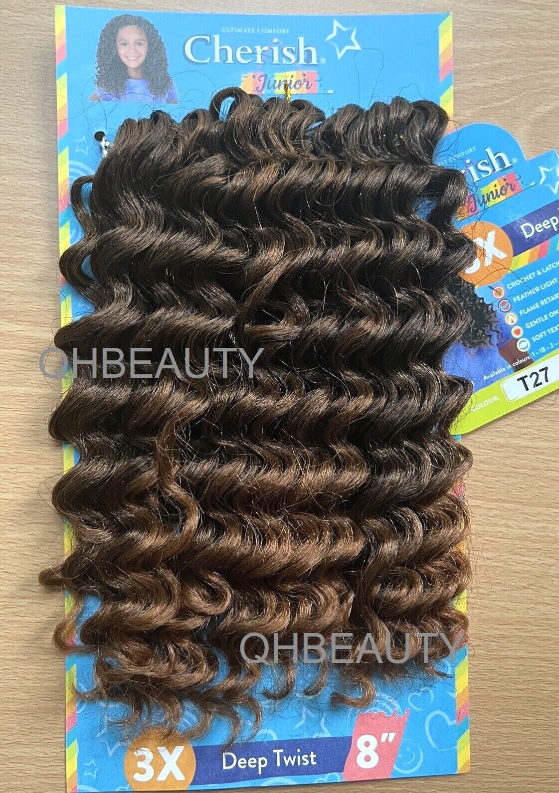 CHERISH SYNTHETIC JUNIOR KIDS CROCHET BRAID HAIR EXTENSION - 3 X DEEP TWIST 8 ''