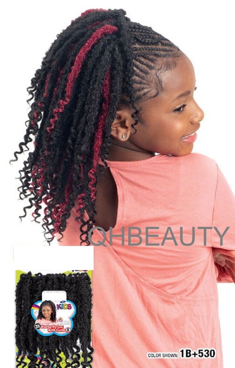 CHERISH SYNTHETIC JUNIOR KIDS CROCHET BRAID HAIR EXTENSION - 3 X BUTTERFLY LOCS 8 ''