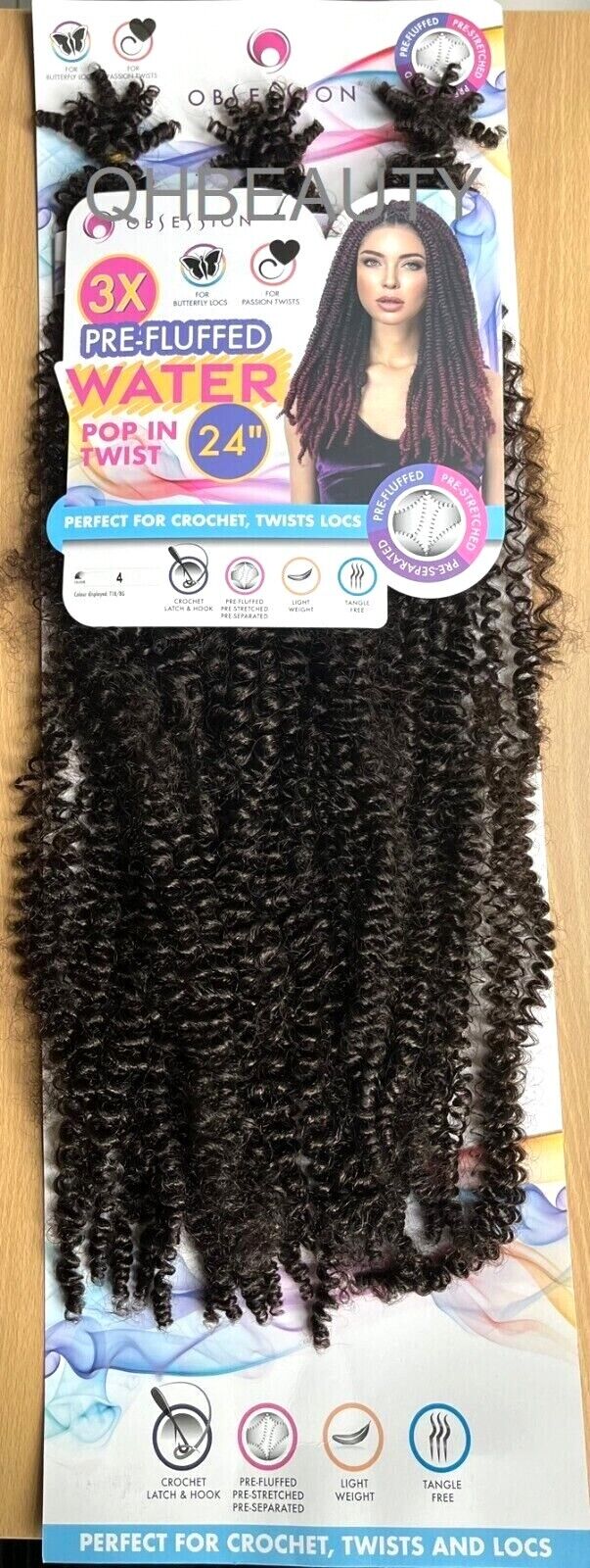 OBSESSION SYNTHETIC CROCHET BRAID 3X PRE-FLUFFED - WATER POPPIN TWIST 24 INCHES