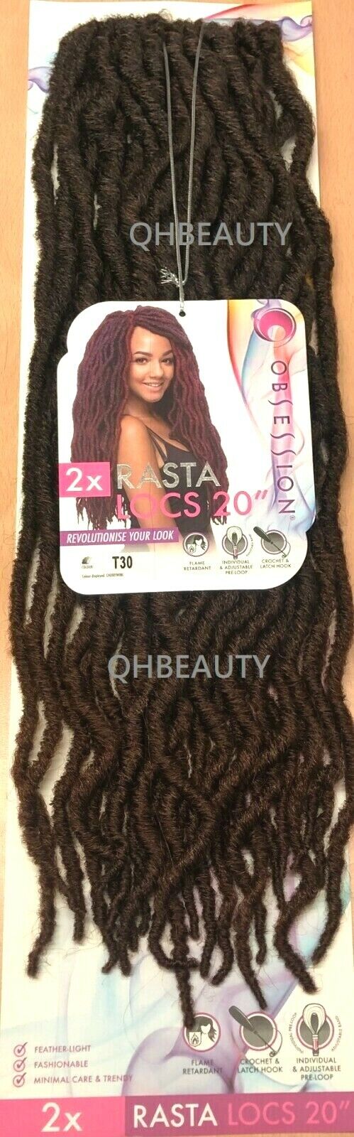 Obsession Synthetic Crochet Pre Looped Braid Hair Extension - RASTA LOCS 20 INCH