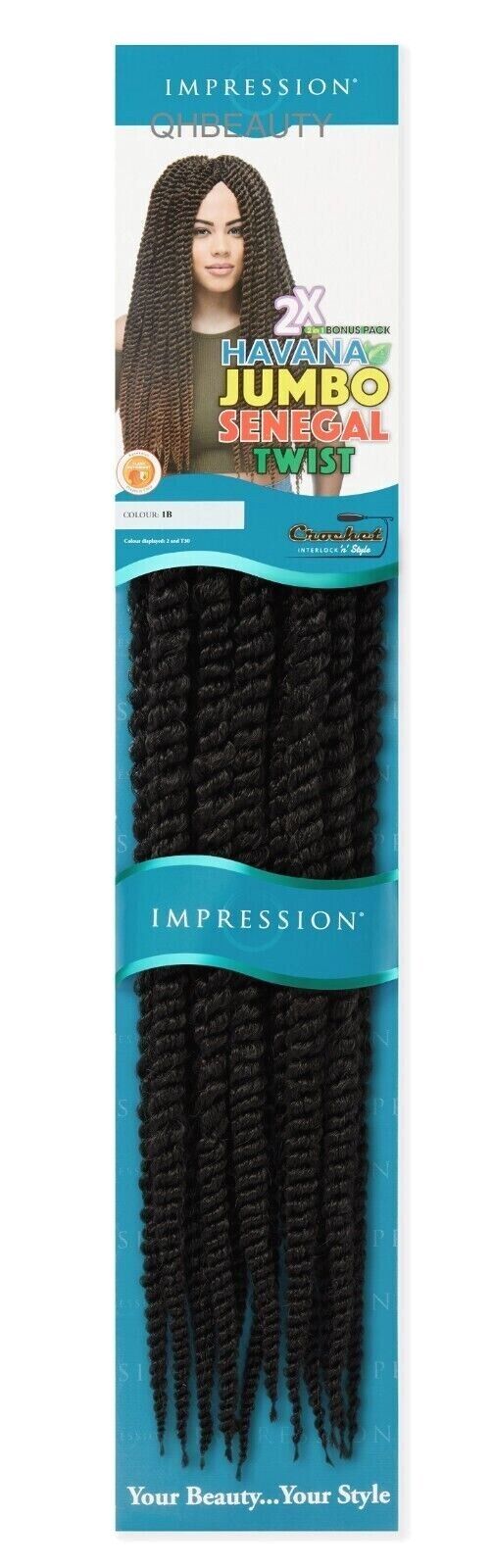 IMPRESSION CROCHET BULK HAIR EXTENSION BRAID - 2 X HAVANA JUMBO SENEGAL TWIST