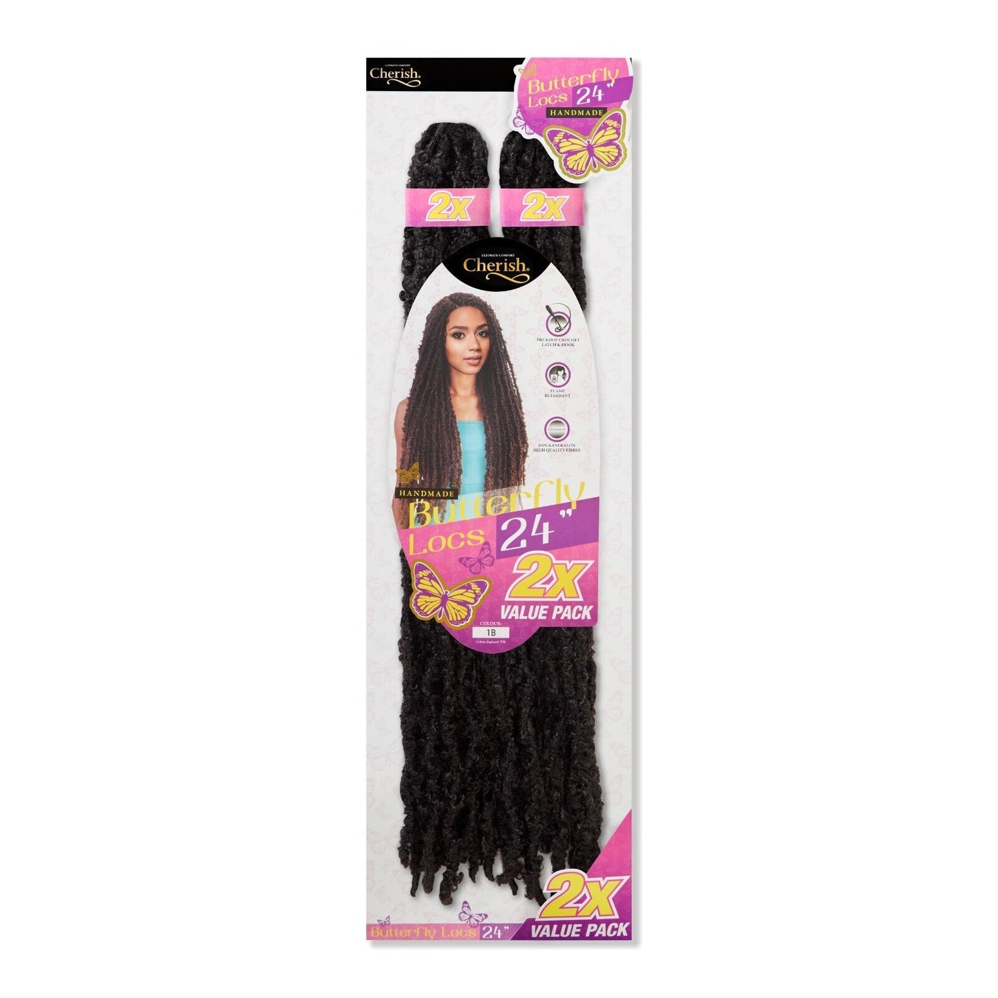 CHERISH SYNTHETIC CROCHET LONG HAIR EXTENSION PRE LOOP BRAID - BUTTERFLY LOC 24"