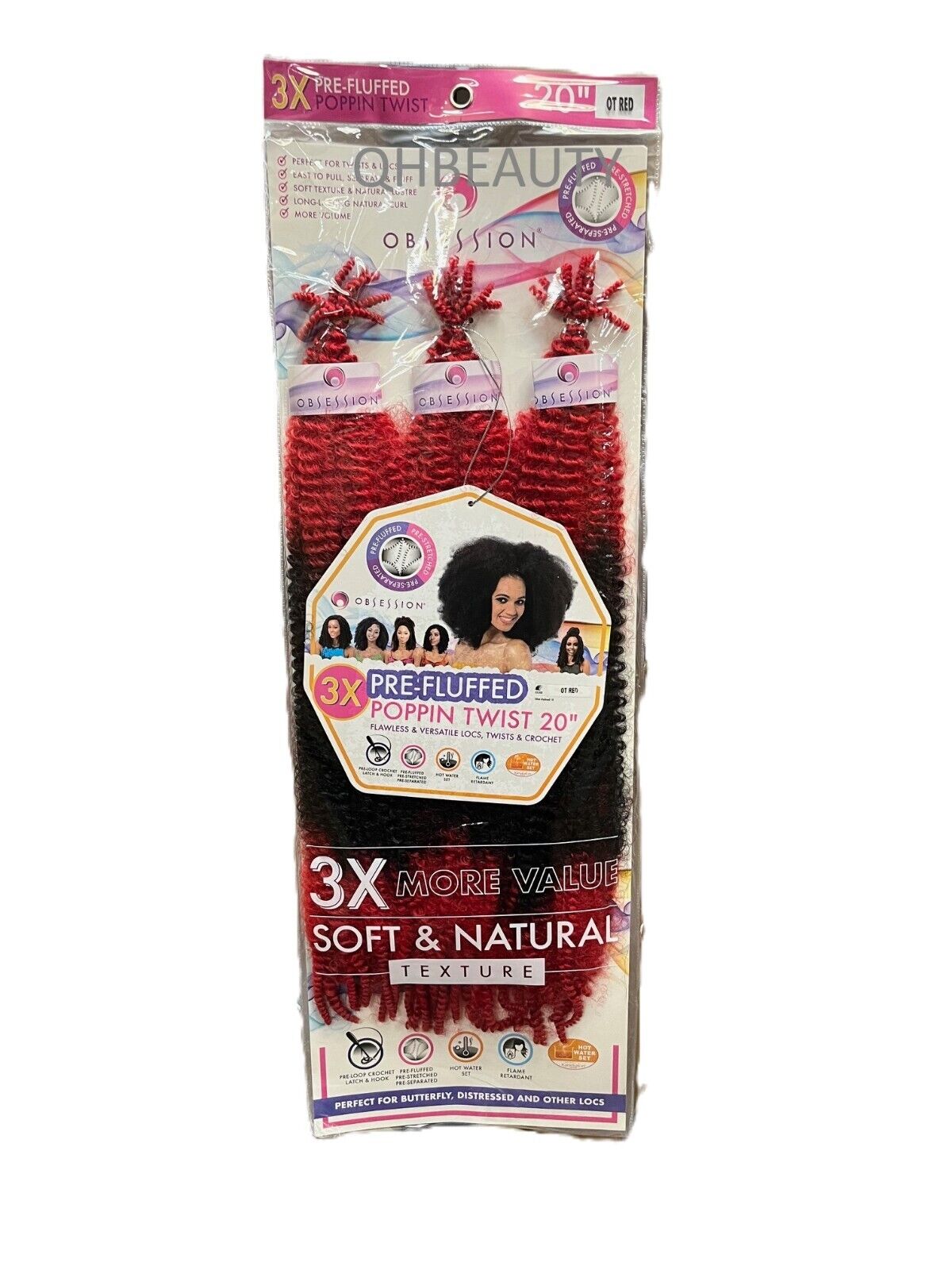 OBSESSION SYNTHETIC CROCHET SOFT BRAID 3X PRE-FLUFFED - POPPIN TWIST 16'' & 20"