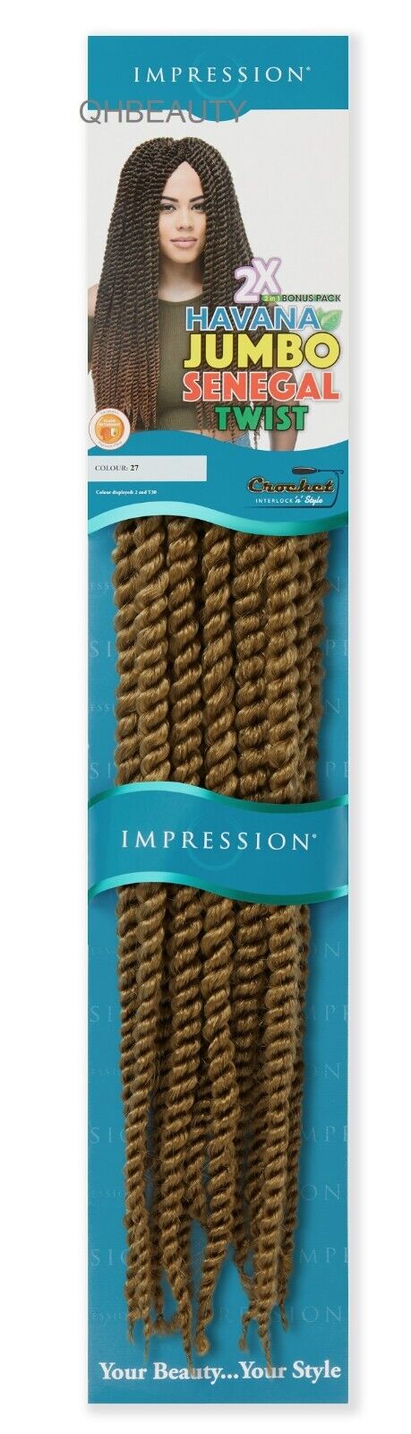 IMPRESSION CROCHET BULK HAIR EXTENSION BRAID - 2 X HAVANA JUMBO SENEGAL TWIST