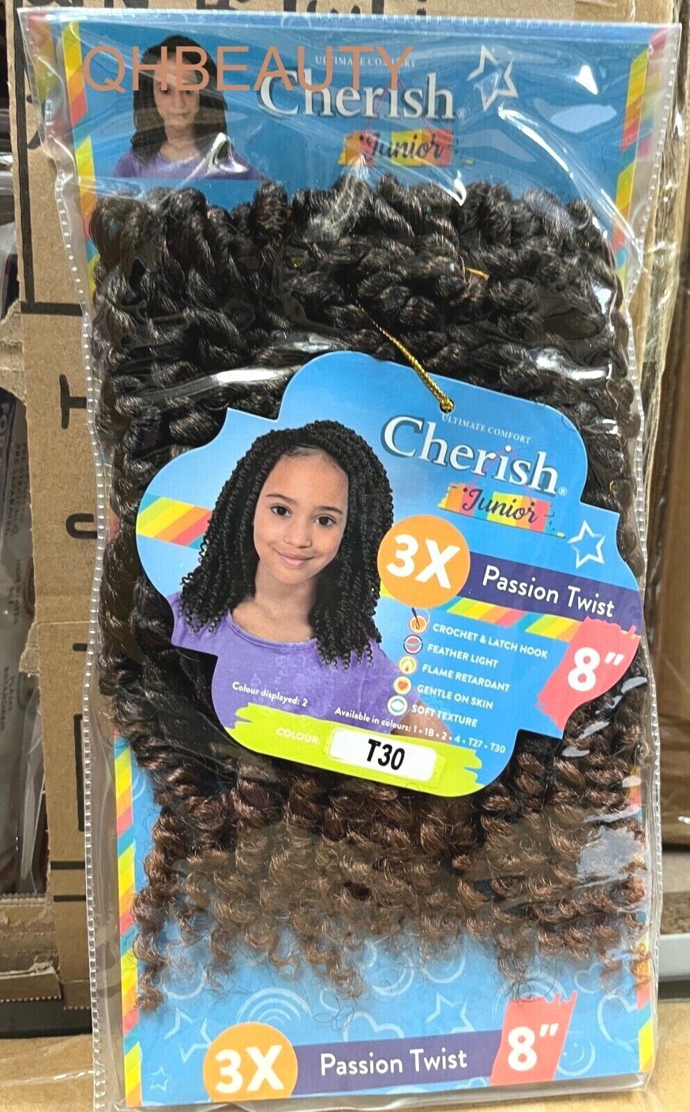 CHERISH SYNTHETIC JUNIOR KIDS CROCHET BRAID HAIR EXTENSION - PASSION TWIST 8 ''