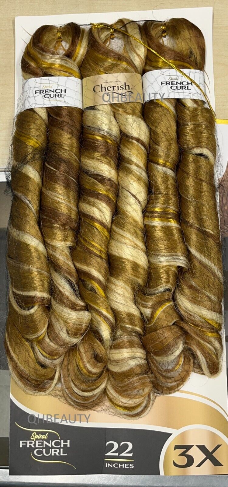 CHERISH SYNTHETIC CURLY SPIRAL HAIR EXTENSION BRAID - 3 x SPIRAL FRENCH CURL 22