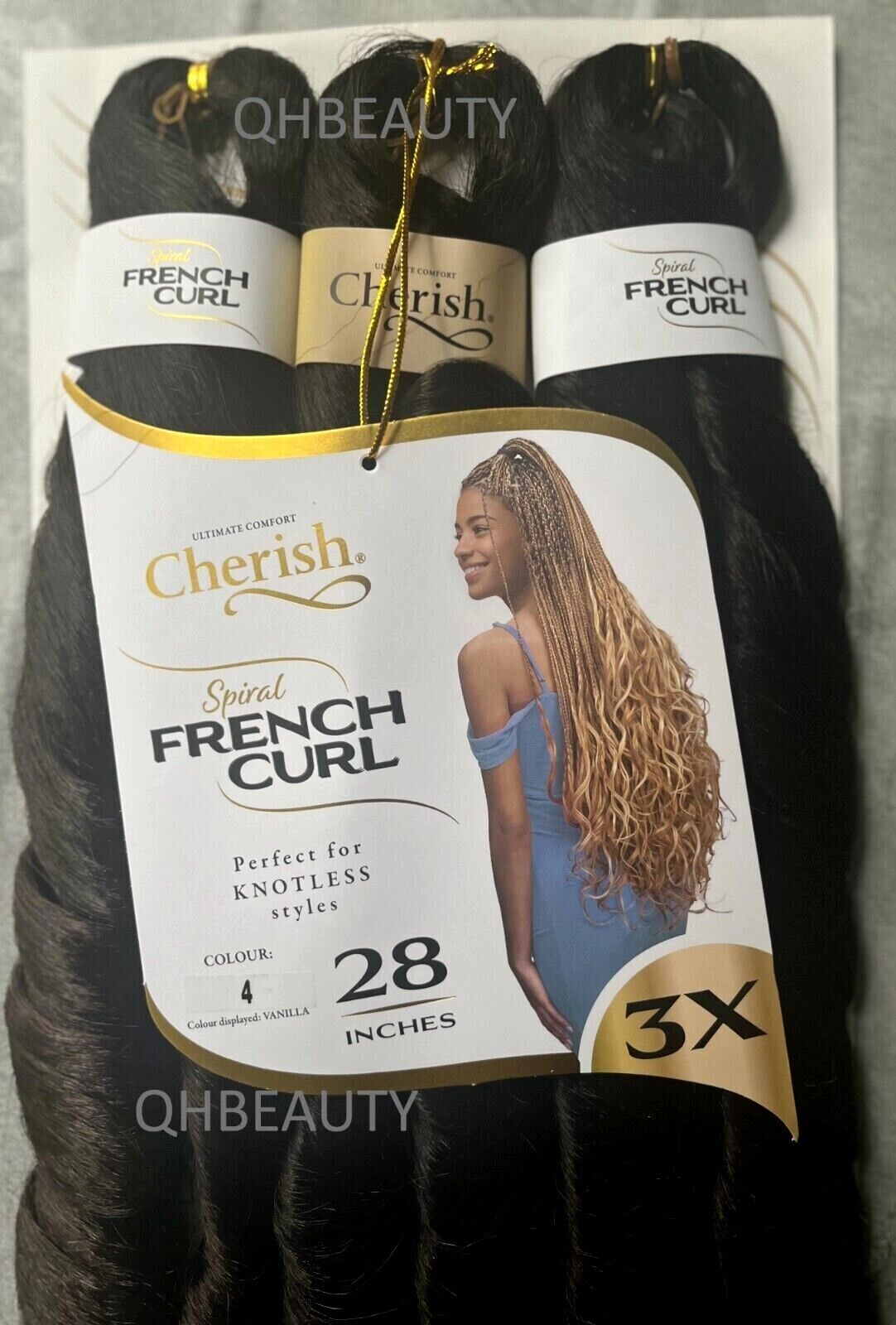 CHERISH SYNTHETIC CURLY HAIR EXTENSION BRAID - 3 x SPIRAL FRENCH CURL 28 INCHES