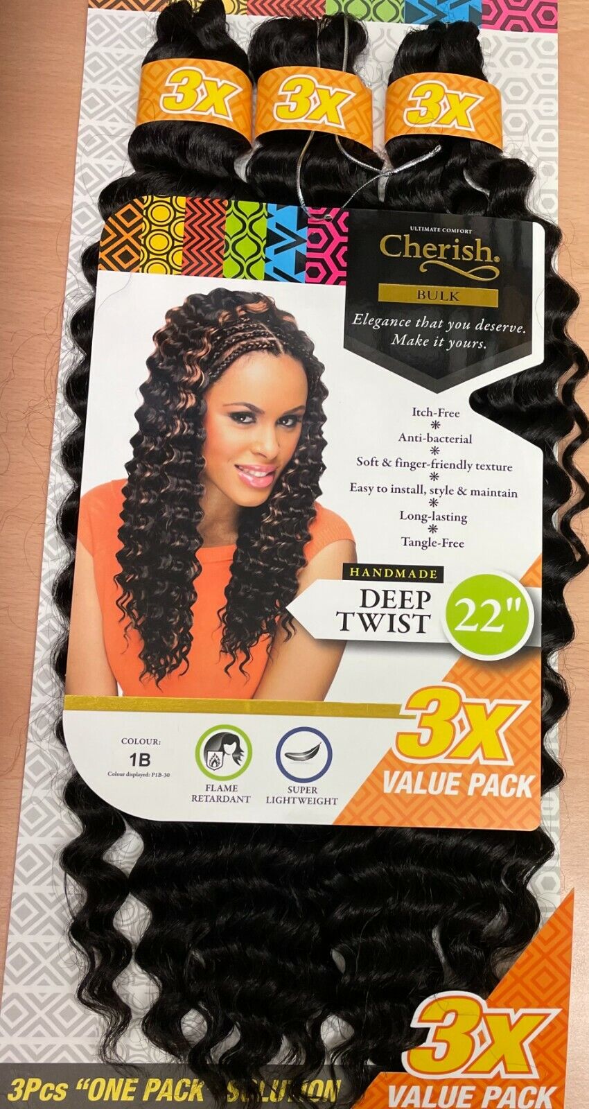 Cherish Synthetic Crochet Braid Hair Extension Handmade 3 x Deep Twist 22"
