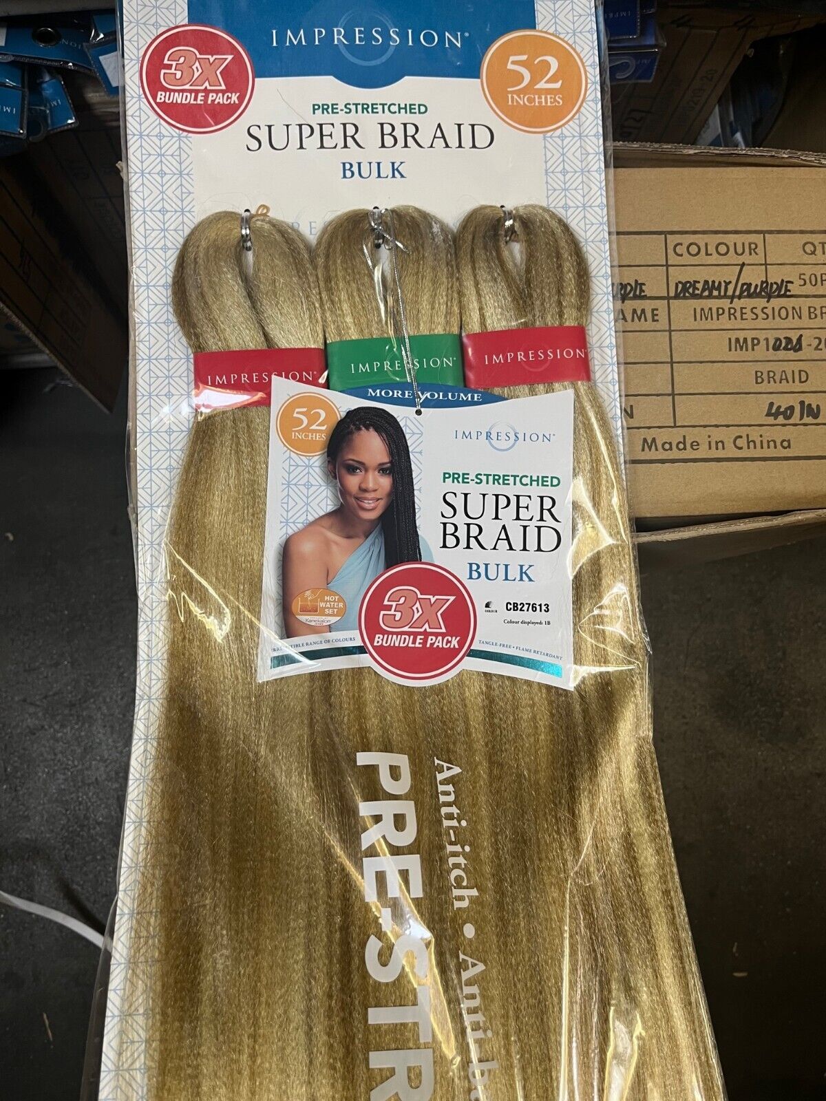 Impression Synthetic 3 X Bundle Pack Crochet Hair Extensions - Super Braid 52 "