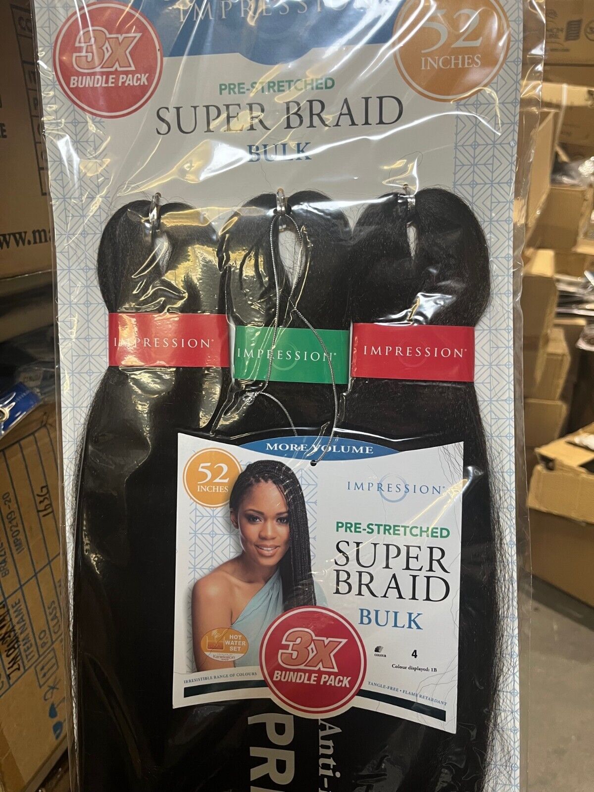 Impression Synthetic 3 X Bundle Pack Crochet Hair Extensions - Super Braid 52 "