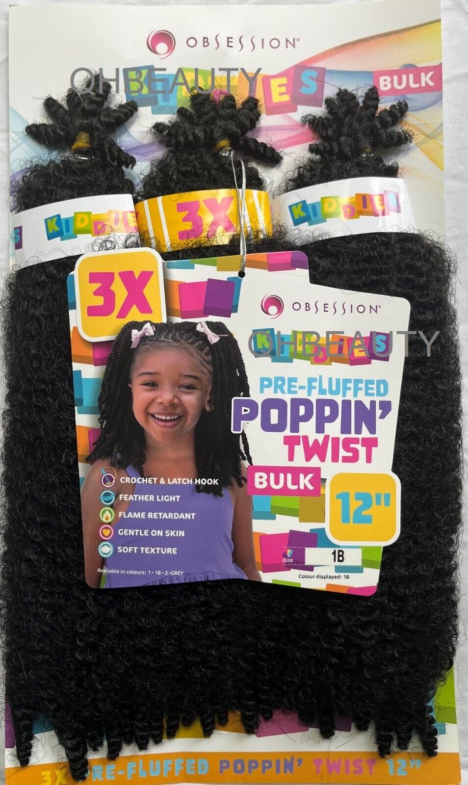 OBSESSION SYNTHETIC KIDS CROCHET BRAID HAIR EXTENSION BULK - POPPIN TWIST 12''