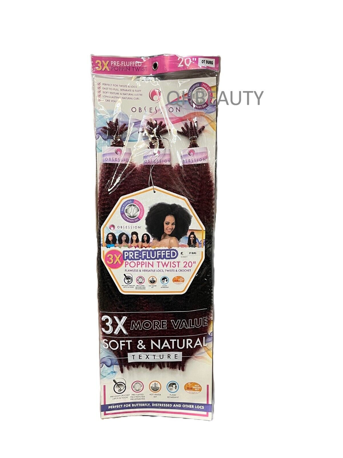 OBSESSION SYNTHETIC CROCHET SOFT BRAID 3X PRE-FLUFFED - POPPIN TWIST 16'' & 20"