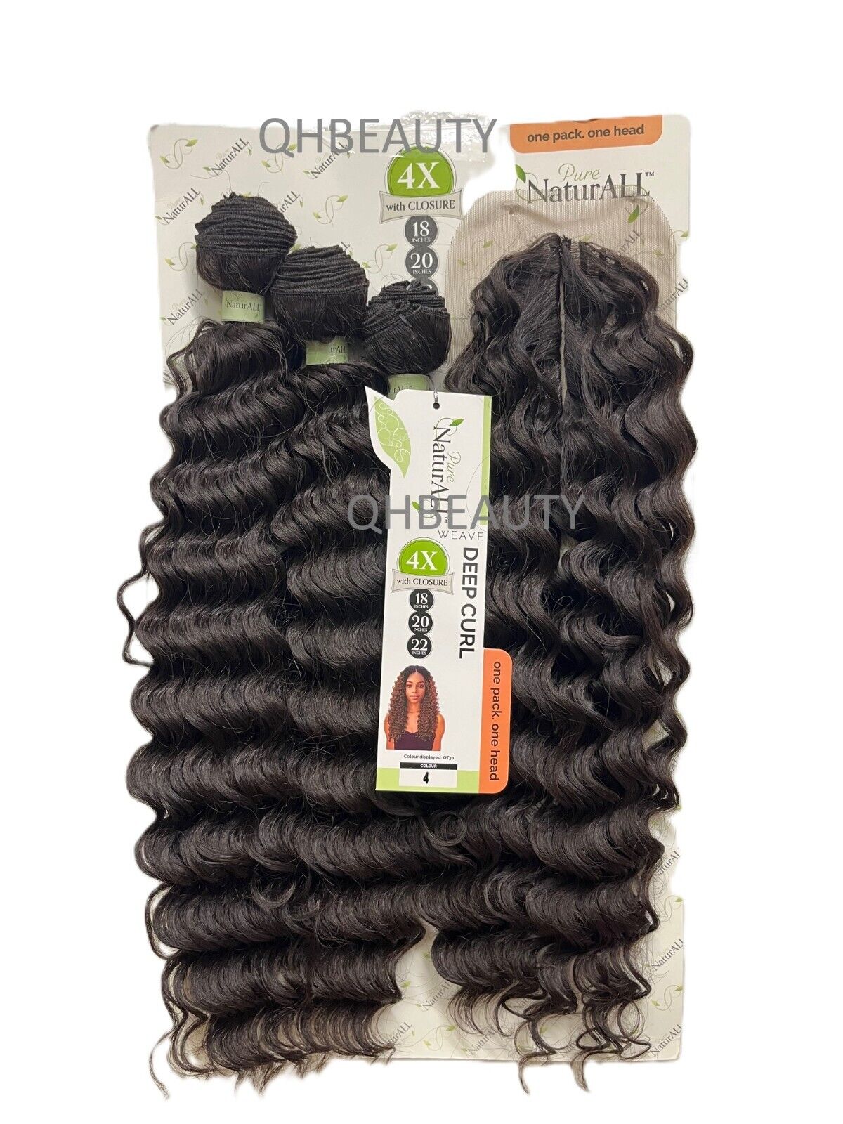 NaturALL SYNTHETIC CURLY HAIR EXTENSION 4 PCS WEAVE - DEEP CURL 18/20/22 INCHES