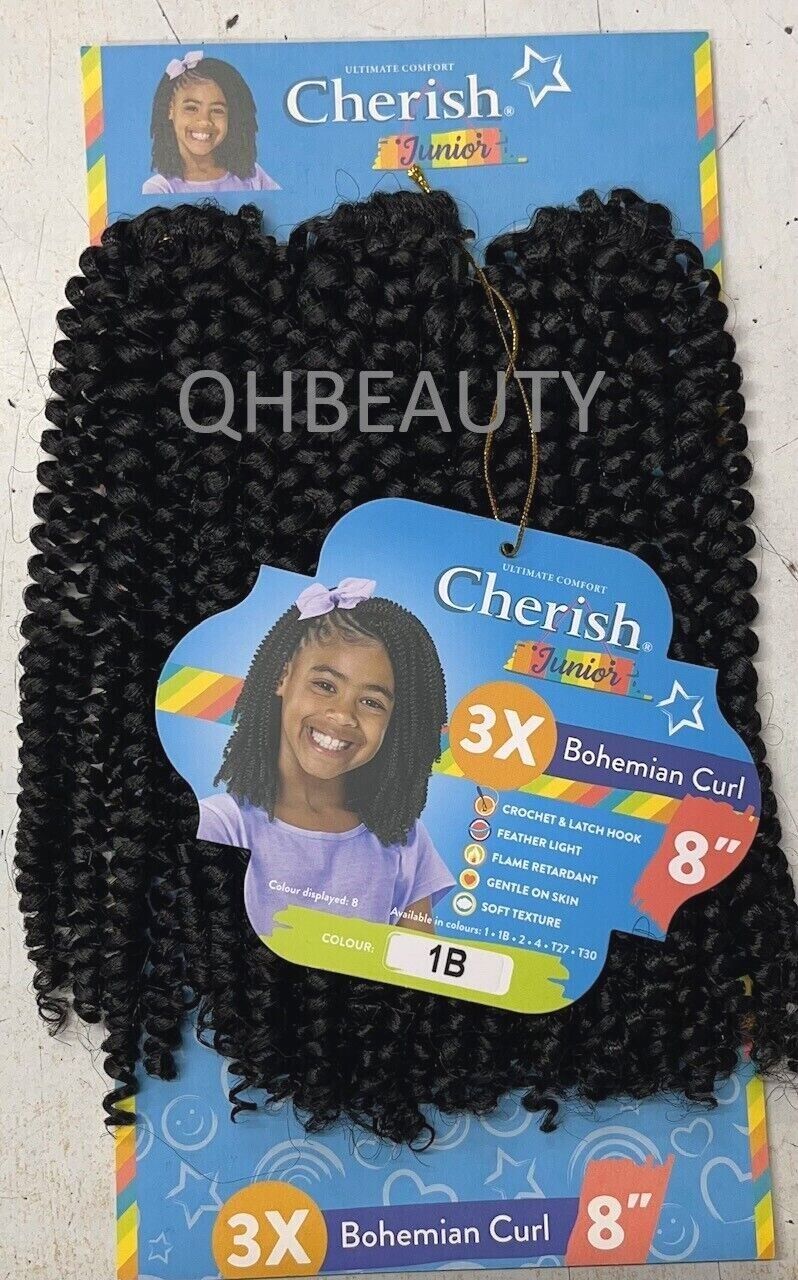 CHERISH SYNTHETIC JUNIOR KIDS CROCHET BRAID HAIR EXTENSION BOHEMIAN CURL 8 INCH