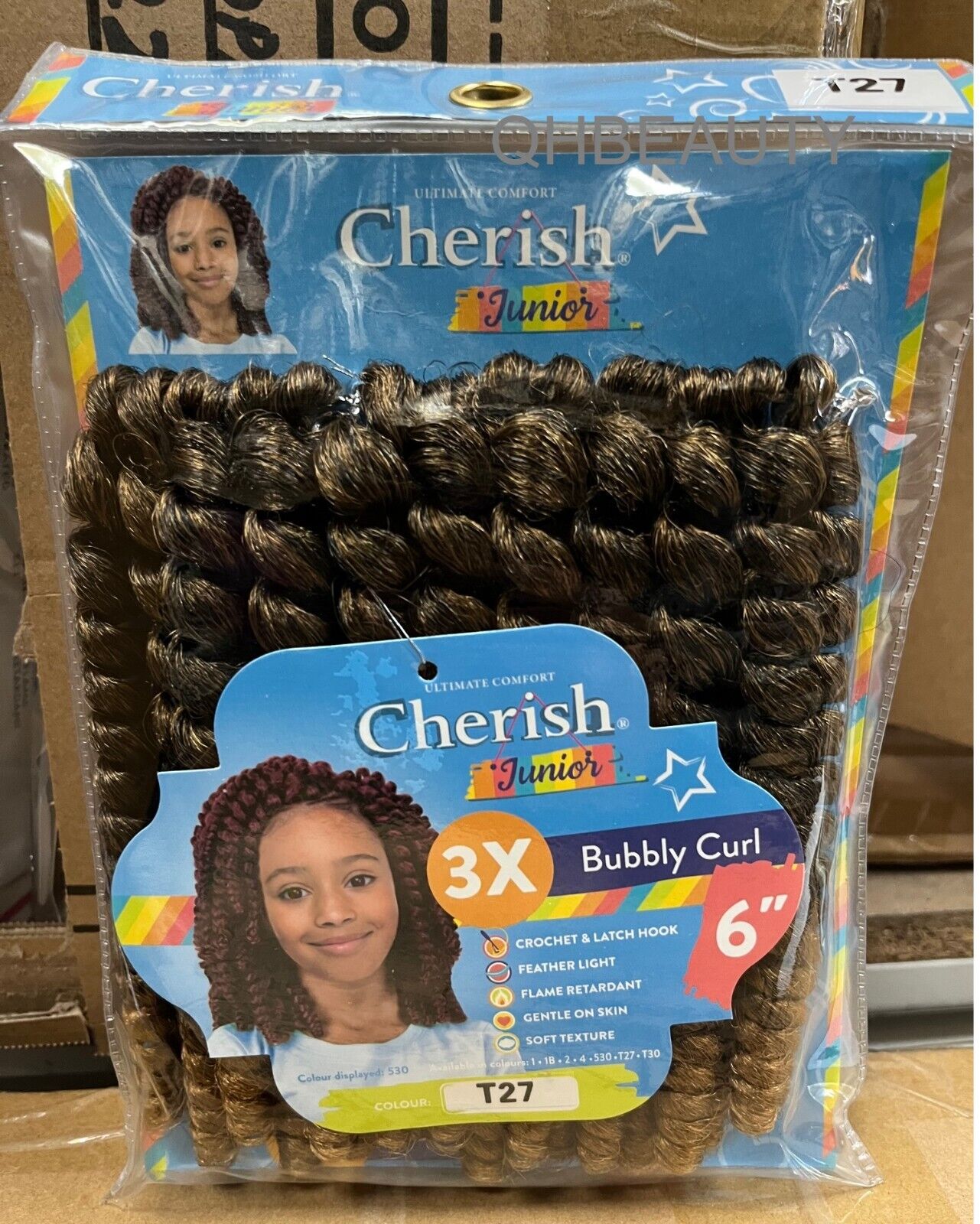 CHERISH SYNTHETIC JUNIOR KIDS CROCHET BRAID HAIR EXTENSION - BUBBLY CURL 6 INCH