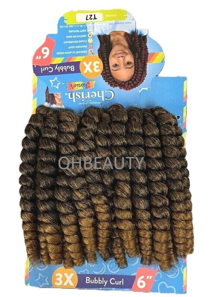 CHERISH SYNTHETIC JUNIOR KIDS CROCHET BRAID HAIR EXTENSION - BUBBLY CURL 6 INCH