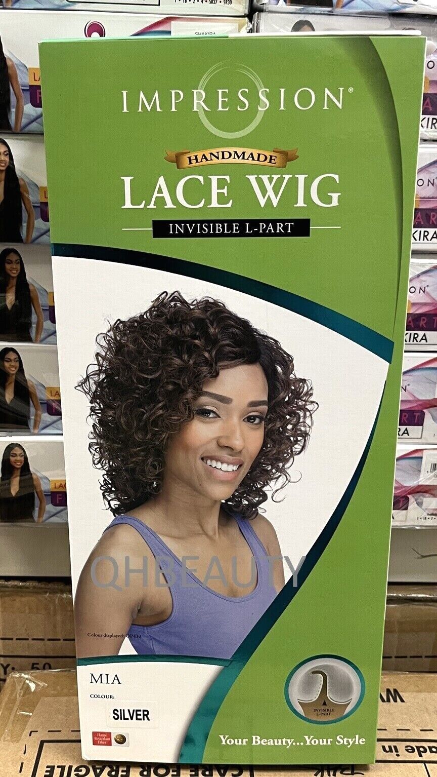 Impression Synthetic Hand Made Invisible L Part Curly Hair Lace Wig - MIA