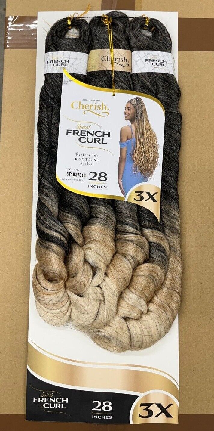 CHERISH SYNTHETIC CURLY HAIR EXTENSION BRAID - 3 x SPIRAL FRENCH CURL 28 INCHES