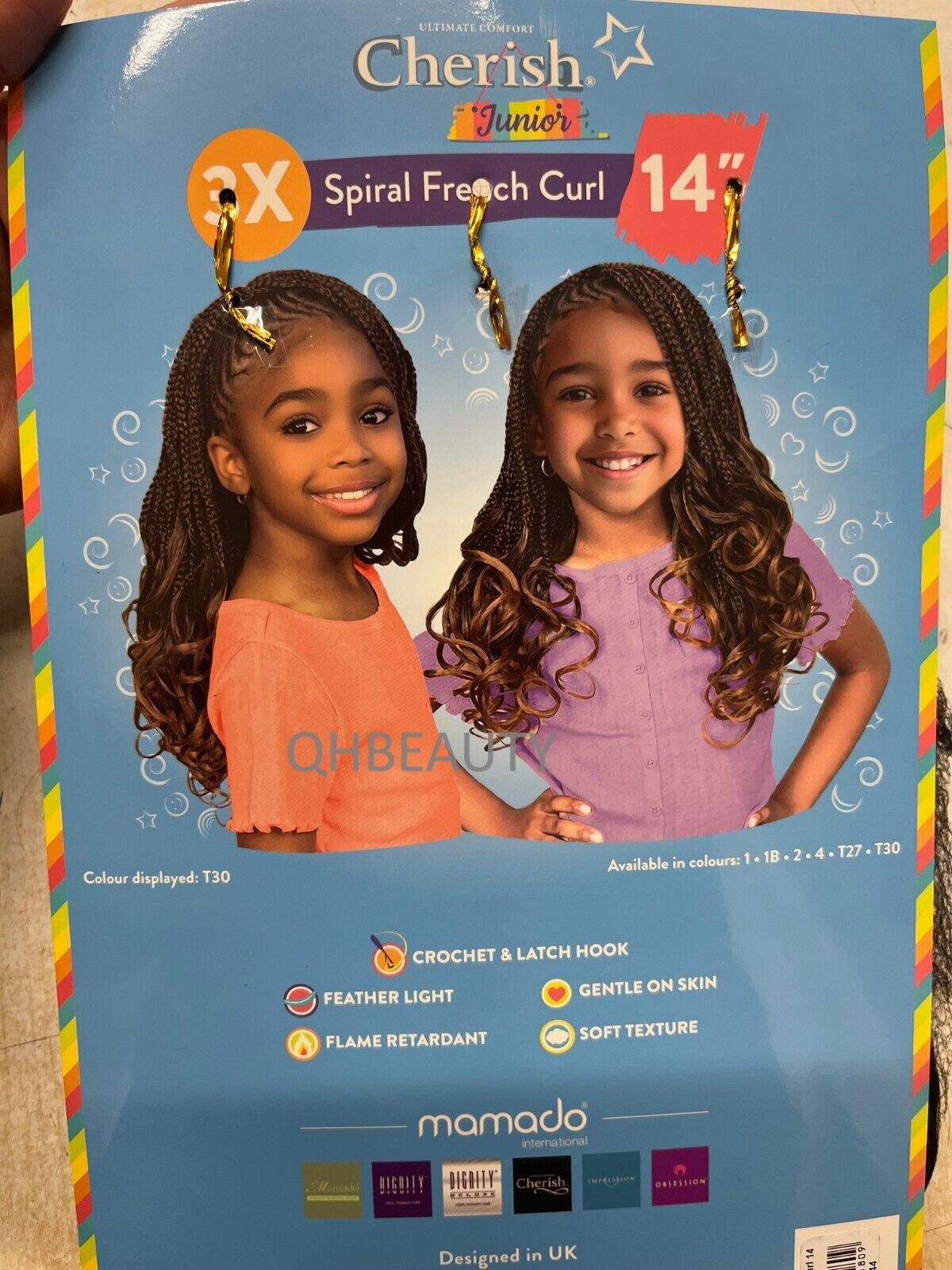 CHERISH SYNTHETIC JUNIOR KIDS CROCHET BRAID HAIR EXTENSION - SPIRAL FRENCH CURL 14 ''