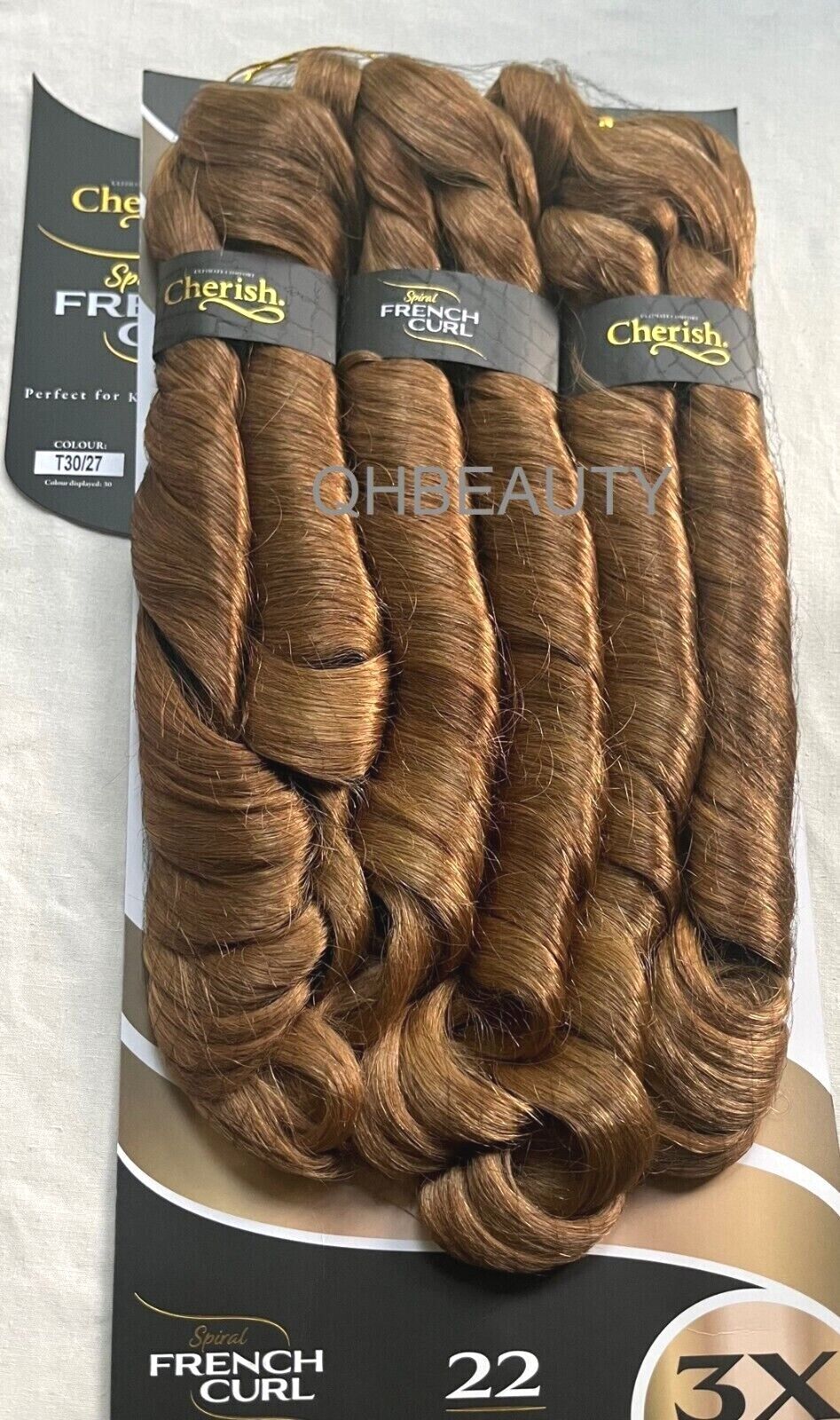 CHERISH SYNTHETIC CURLY SPIRAL HAIR EXTENSION BRAID - 3 x SPIRAL FRENCH CURL 22