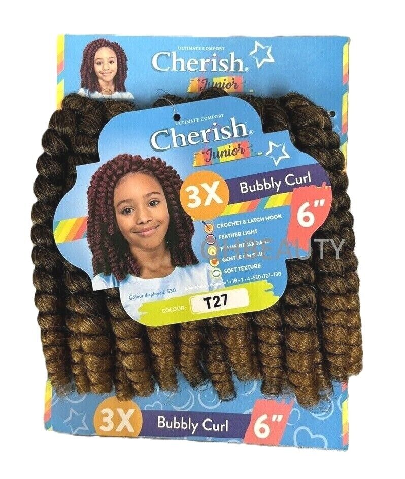 CHERISH SYNTHETIC JUNIOR KIDS CROCHET BRAID HAIR EXTENSION - BUBBLY CURL 6 INCH