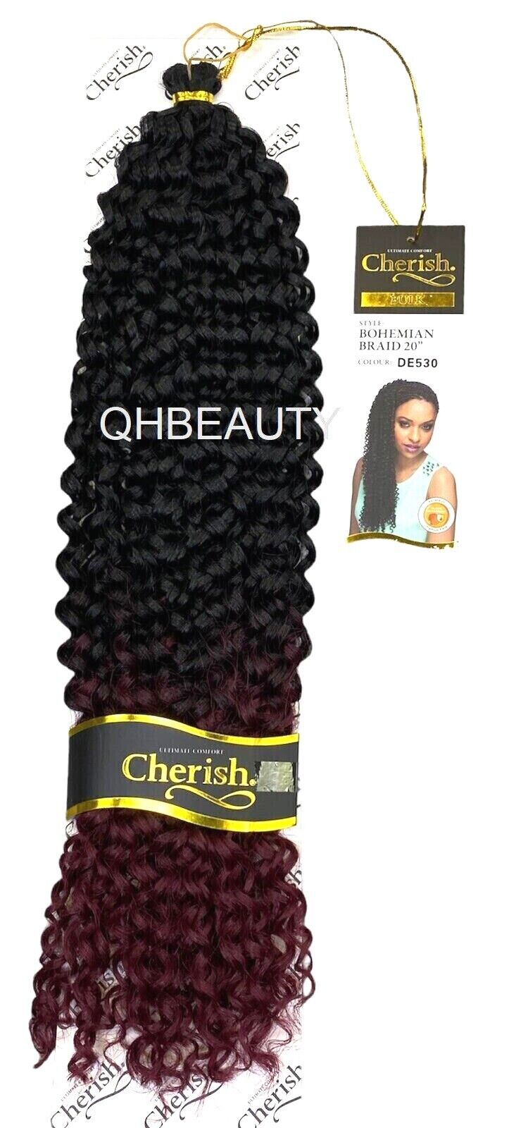 CHERISH SYNTHETIC CROCHET CURLY HAIR EXTENSION BRAID - BOHEMIAN BULK 20 INCH