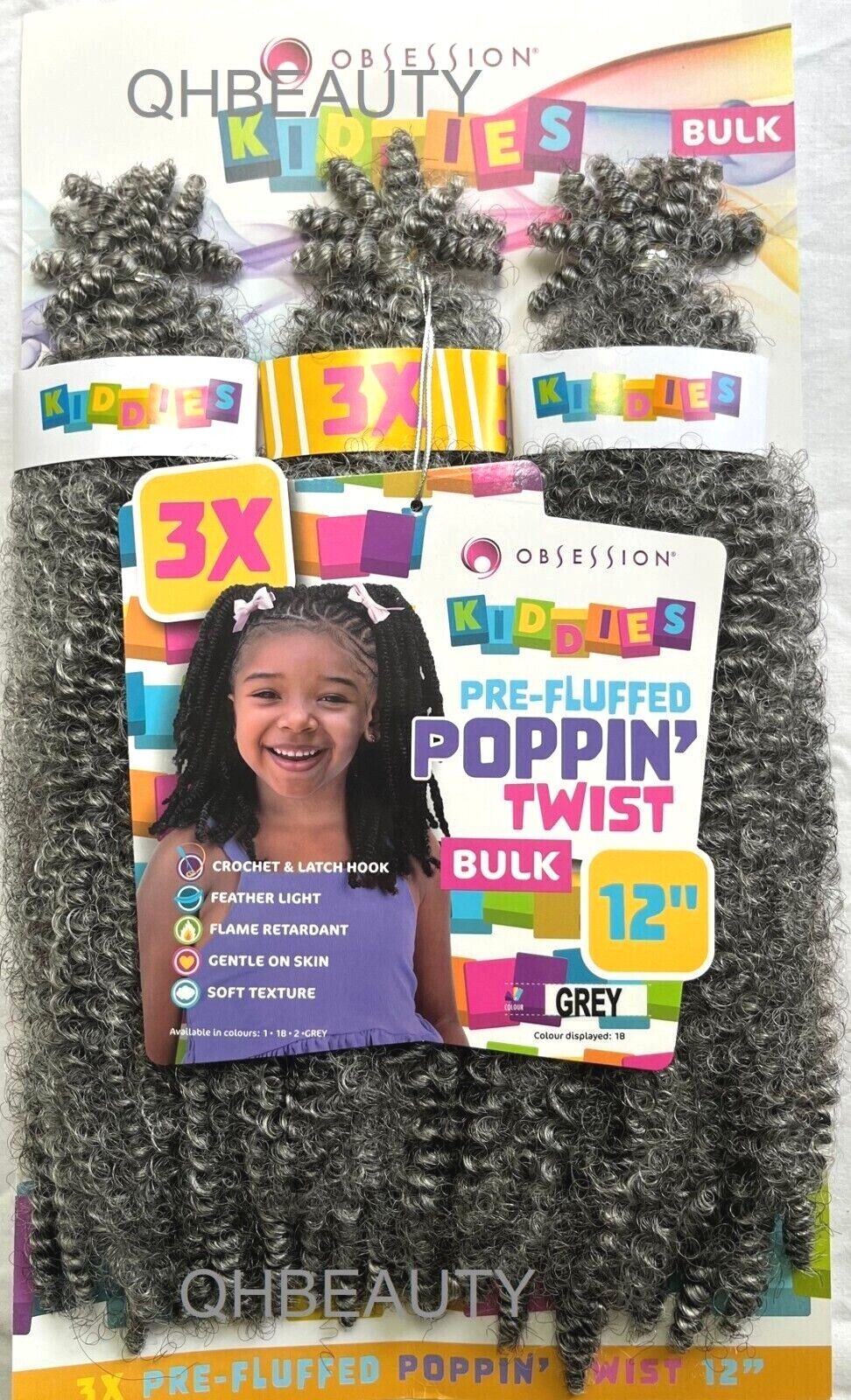 OBSESSION SYNTHETIC KIDS CROCHET BRAID HAIR EXTENSION BULK - POPPIN TWIST 12''