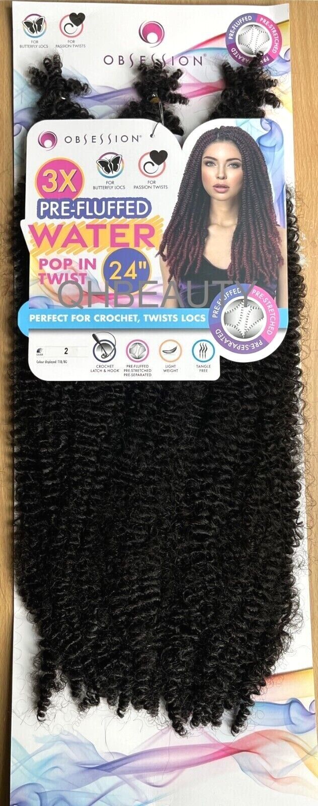 OBSESSION SYNTHETIC CROCHET BRAID 3X PRE-FLUFFED - WATER POPPIN TWIST 24 INCHES