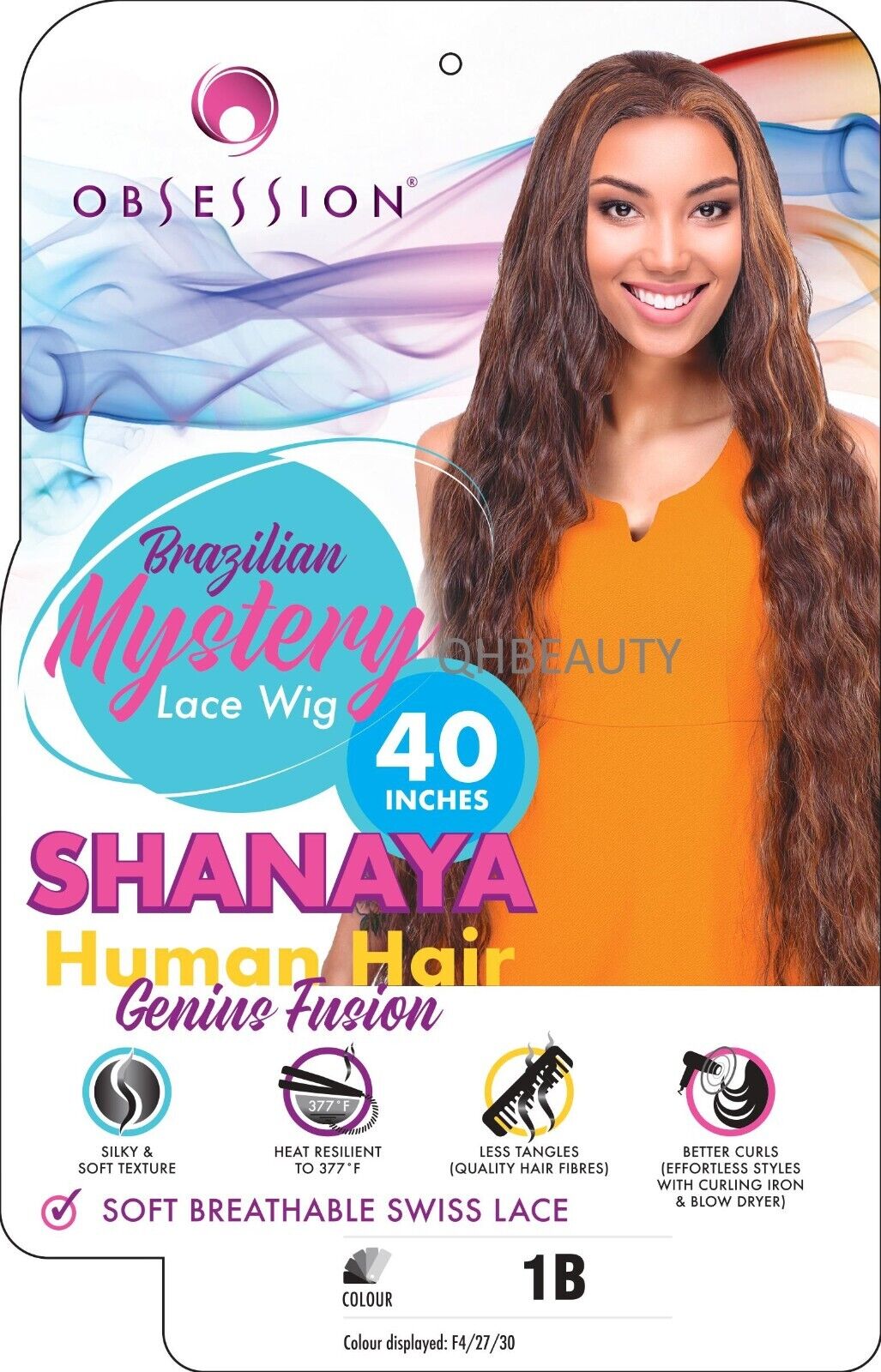 OBSESSION BRAZILIAN FUSION HUMAN HAIR NATURAL LONG CURLY LACE WIG - SHANAYA 40