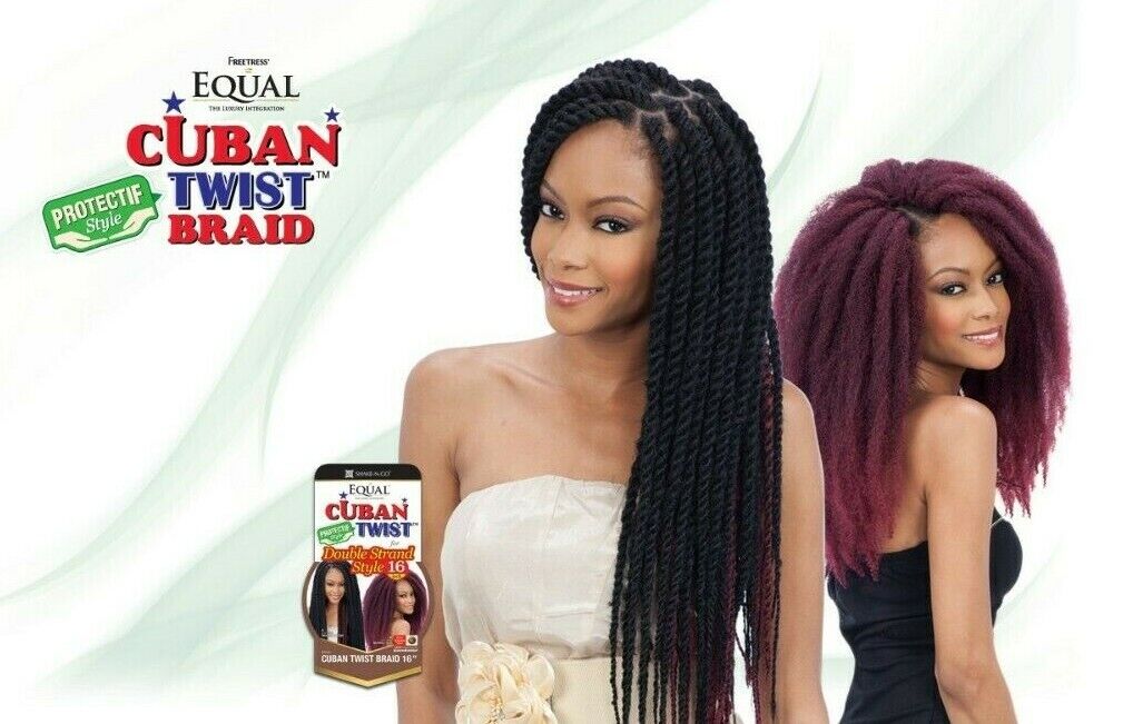 Freetress Equal Synthetic Afro Hair Extension CUBAN TWIST BRAIDS 12, 16, 24 inch