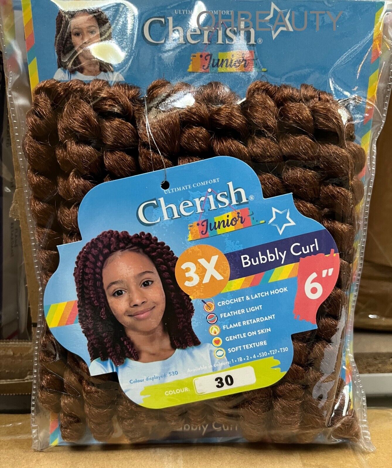 CHERISH SYNTHETIC JUNIOR KIDS CROCHET BRAID HAIR EXTENSION - BUBBLY CURL 6 INCH