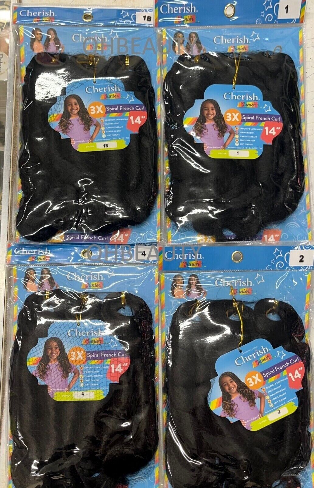 CHERISH SYNTHETIC JUNIOR KIDS CROCHET BRAID HAIR EXTENSION - SPIRAL FRENCH CURL 14 ''