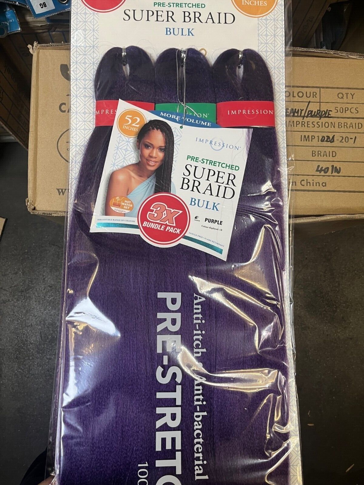 Impression Synthetic 3 X Bundle Pack Crochet Hair Extensions - Super Braid 52 "