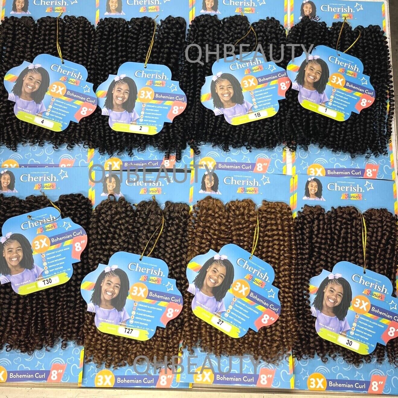 CHERISH SYNTHETIC JUNIOR KIDS CROCHET BRAID HAIR EXTENSION BOHEMIAN CURL 8 INCH